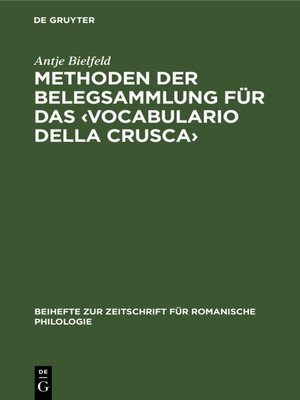 cover image of Methoden der Belegsammlung für das  Vocabulario della Crusca›